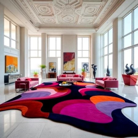 Handcrafted Bold Multicolor Abstract Luxury Living Rug